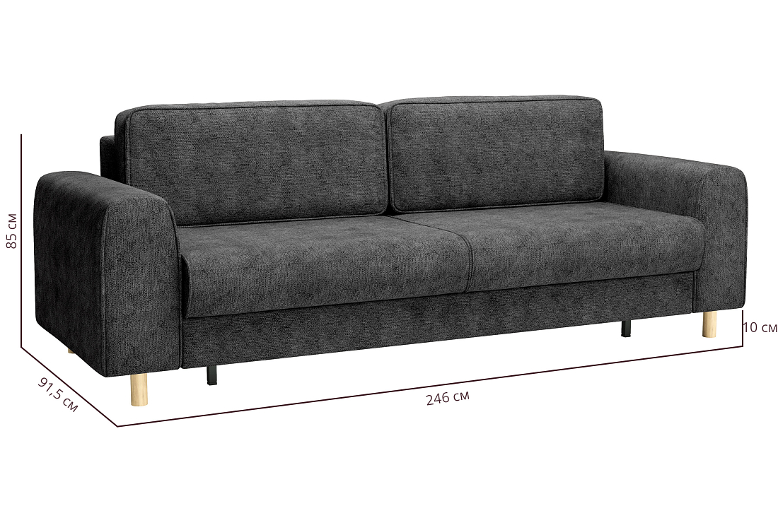 Шелдон / Диван - кровать 3-х местн. велюр sierra 9 темно-серый